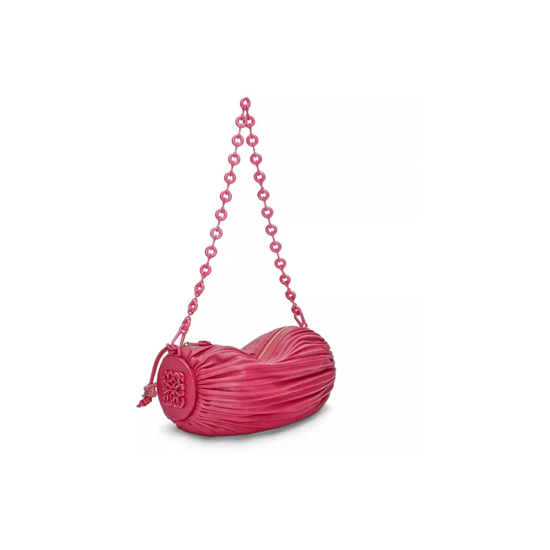 LOEWE Bracelet Pouch In Pleated Nappa Ruby Red Glaze-3