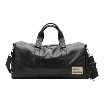 RIOREX PU Gym Bag, Handbag, Crossbody Bag, Luggage Bag, Travel Bag 32L Unisex Black/White/Brown