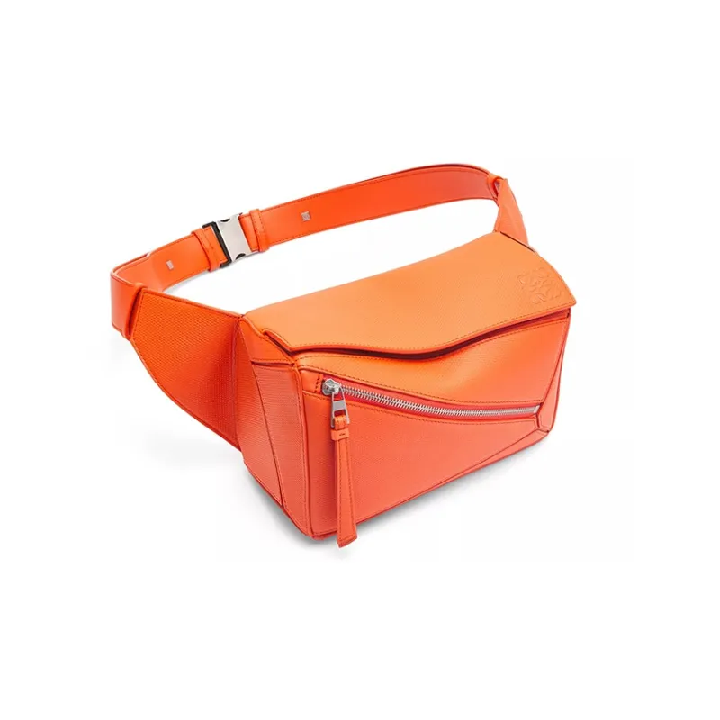 LOEWE Puzzle Cow Leather Fanny Pack Small Size Men's Orange-1