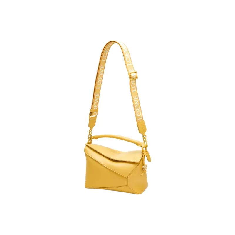 LOEWE Puzzle Edge Bag In Satin Calfskin Small Pale Yellow Glaze-4