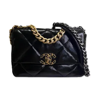 CHANEL 19Bag Calfskin Mouth Cover Bag Crossbody Bags Shoulder Bags Small Size Women's Black