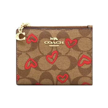 COACH Card Case Canvas Card Holders Coin Purses Wallets Small Size Women's Khaki