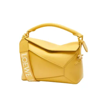 LOEWE Puzzle Edge Bag In Satin Calfskin Small Pale Yellow Glaze