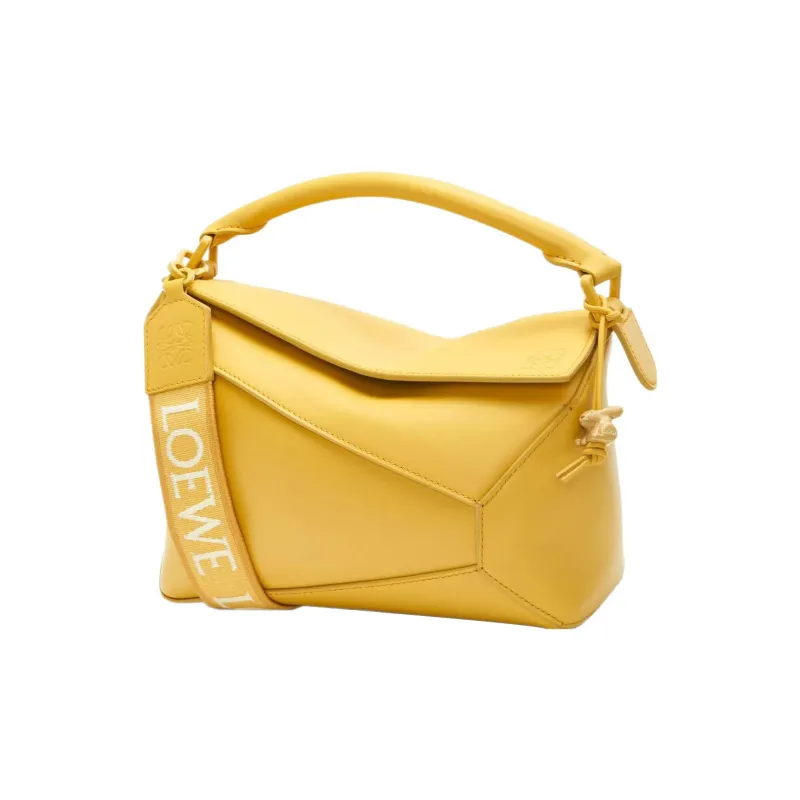 LOEWE Puzzle Edge Bag In Satin Calfskin Small Pale Yellow Glaze-0