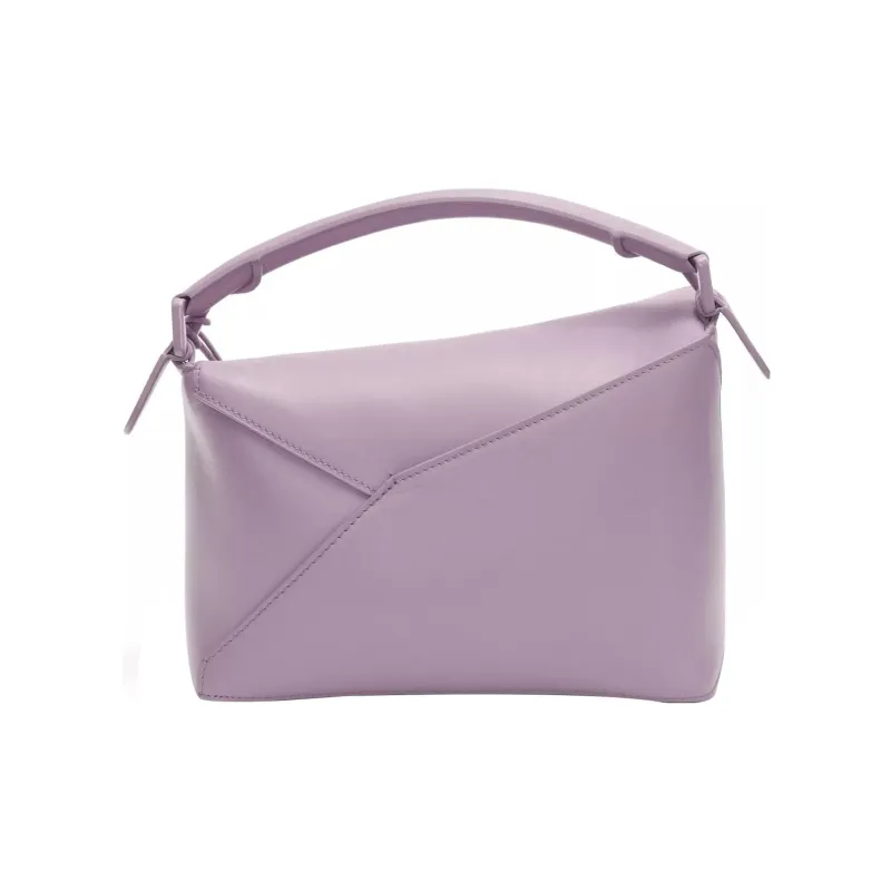 LOEWE Puzzle Satin Cow Leather Shoulder Bag Crossbody Bag Handbag Small Size Women's Light Eggplant Purple Glaze-3