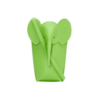 LOEWE Elephant Pocket Cow Leather Cell Phone Pouch, Shoulder Bag, Crossbody Bag Regular Women's Turquoise Glaze