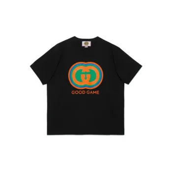 GUCCI Letter Print Loose Fit Crew Neck Short Sleeved T Shirt T Shirt Unisex Black