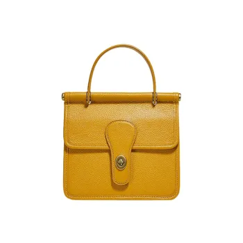 COACH Willis Pebbled Leather Handbag Shoulder Bag Crossbody Bag Small Size Women's Yellow