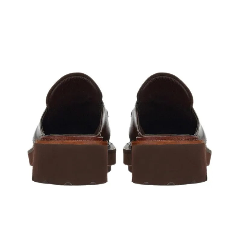 FERRAGAMO Rubber Sole Closed Toe Slippers Women's Brown-3