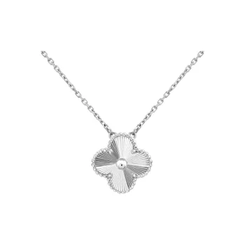 Van Cleef & Arpels Alhambra Four Leaf Lucky Series 18K White Gold Necklaces Women's Silver