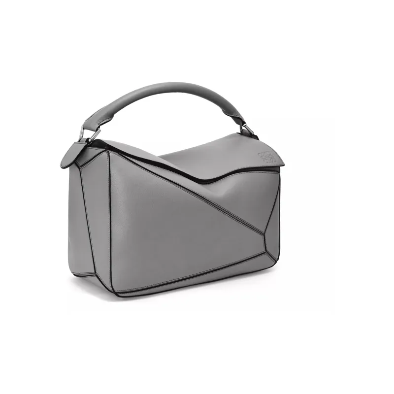 LOEWE Puzzle Cow Leather Portable Crossbody Bag Shoulder Bag Large Size Men's Asphalt Gray-2