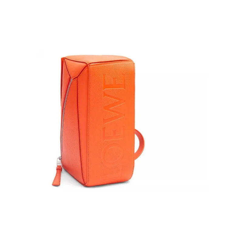 LOEWE Puzzle Cow Leather Fanny Pack Small Size Men's Orange-4