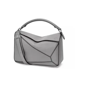 LOEWE Puzzle Cow Leather Portable Crossbody Bag Shoulder Bag Large Size Men's Asphalt Gray