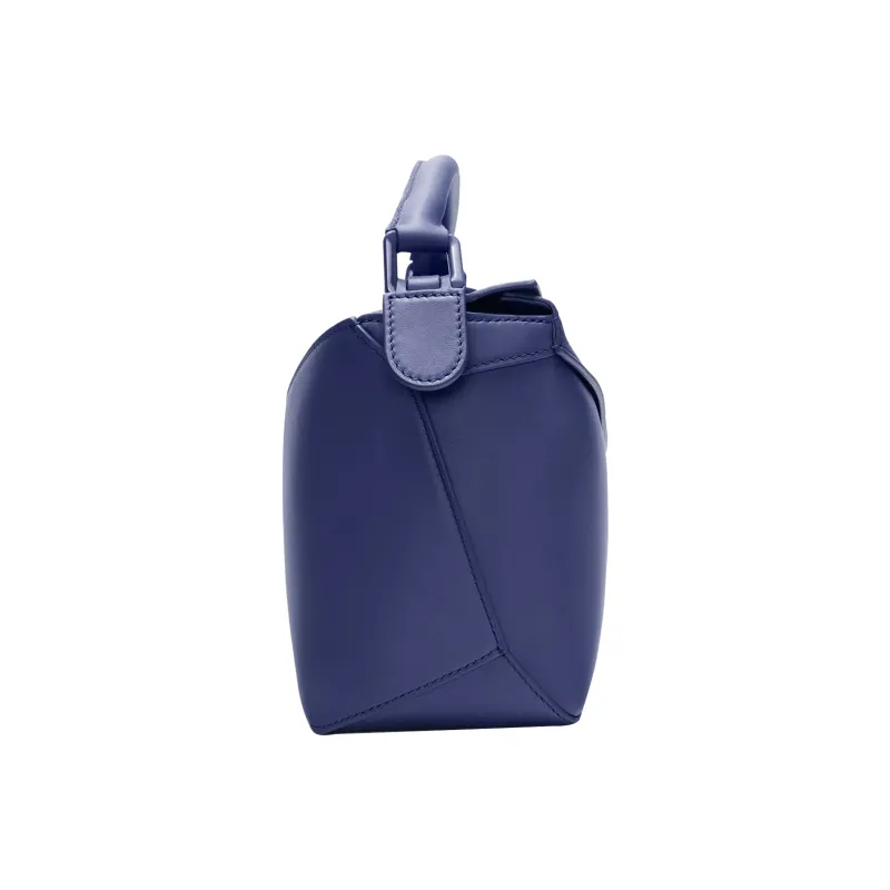 LOEWE Puzzle Edge Bag In Satin Calfskin Small Deep Purple Glaze-2