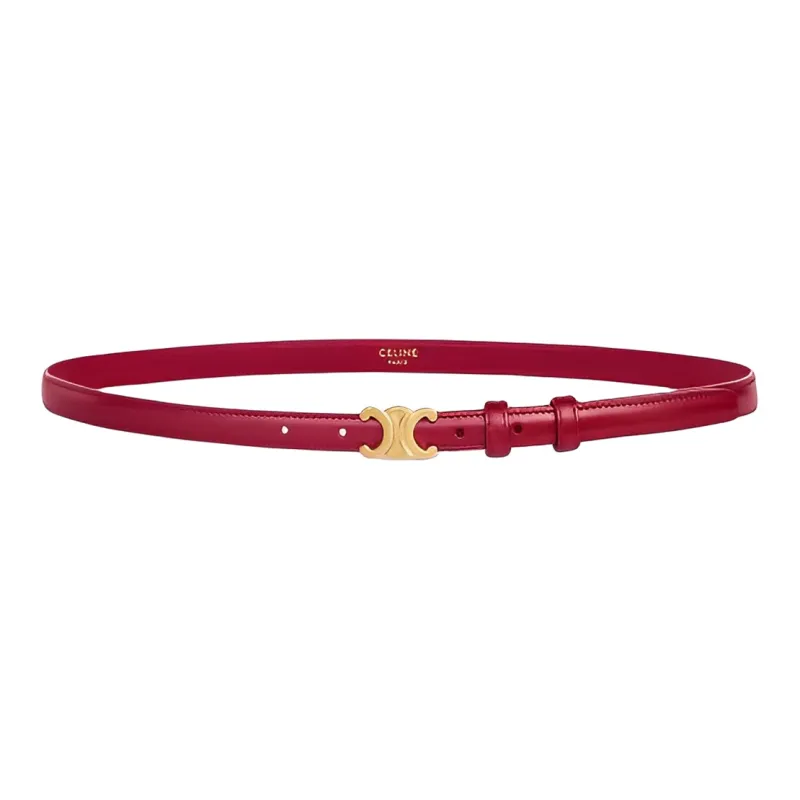 CELINE Fashion Casual Minimalist Style Smooth Buckle Leather Belts Women's Red-0