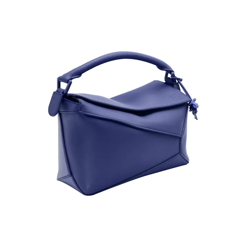 LOEWE Puzzle Edge Bag In Satin Calfskin Small Deep Purple Glaze-1