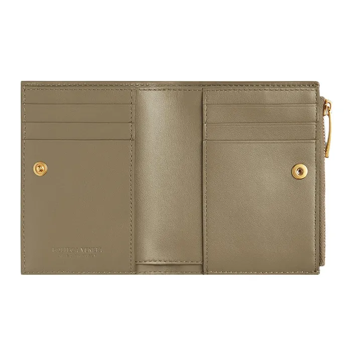 Bottega Veneta Lambskin Wallet Small Size Women's Taupe-3