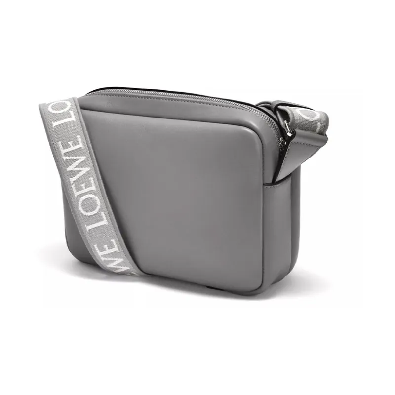 LOEWE Soft Smooth Cow Leather Messenger Bag, Crossbody Bag, Shoulder Bag Men's Asphalt Gray-1