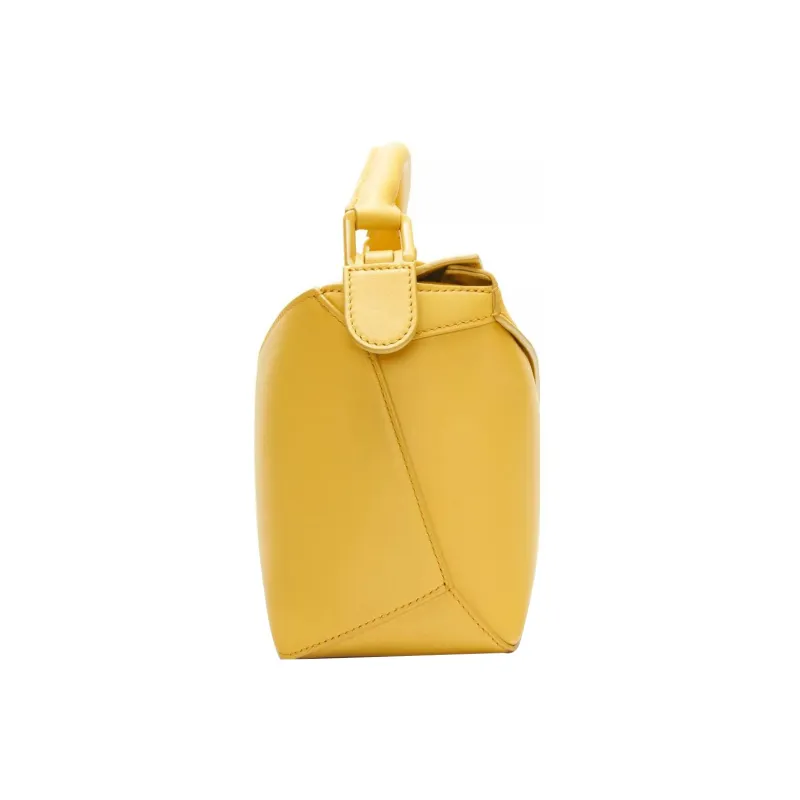 LOEWE Puzzle Edge Bag In Satin Calfskin Small Pale Yellow Glaze-2