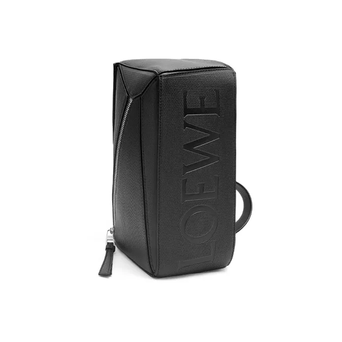LOEWE Puzzle Diamond Textured Cow Leather Fanny Pack Small Size Men's Black-4