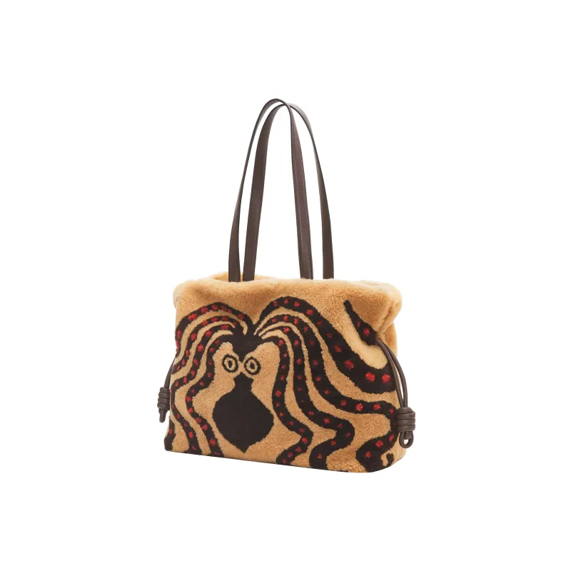 LOEWE Flamenco Shearling One Shoulder Portable Clutch Extra Large Women's Brown/Chocolate-2