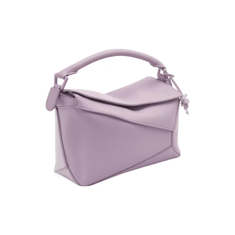 LOEWE Puzzle Satin Cow Leather Shoulder Bag Crossbody Bag Handbag Small Size Women's Light Eggplant Purple Glaze-1