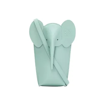 LOEWE Elephant Pocket Cow Leather Cell Phone Pouch Shoulder Bag Crossbody Bag Regular Women's Light Cyan Glaze