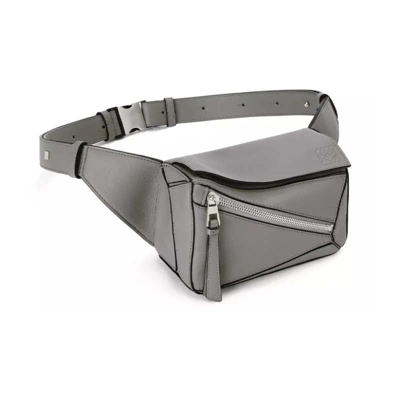 LOEWE Puzzle Cow Leather Fanny Pack Mini Men's Asphalt Gray-1