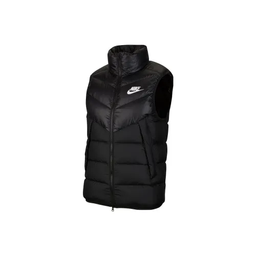 Nike Logo Windproof Stand Collar Down Vest Black