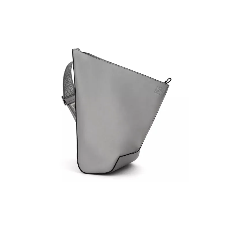 LOEWE Anton Sling Soft Smooth Cow Leather With Jacquard Fabric One Shoulder Crossbody Bag, Sling Bag Men's Asphalt Gray-2