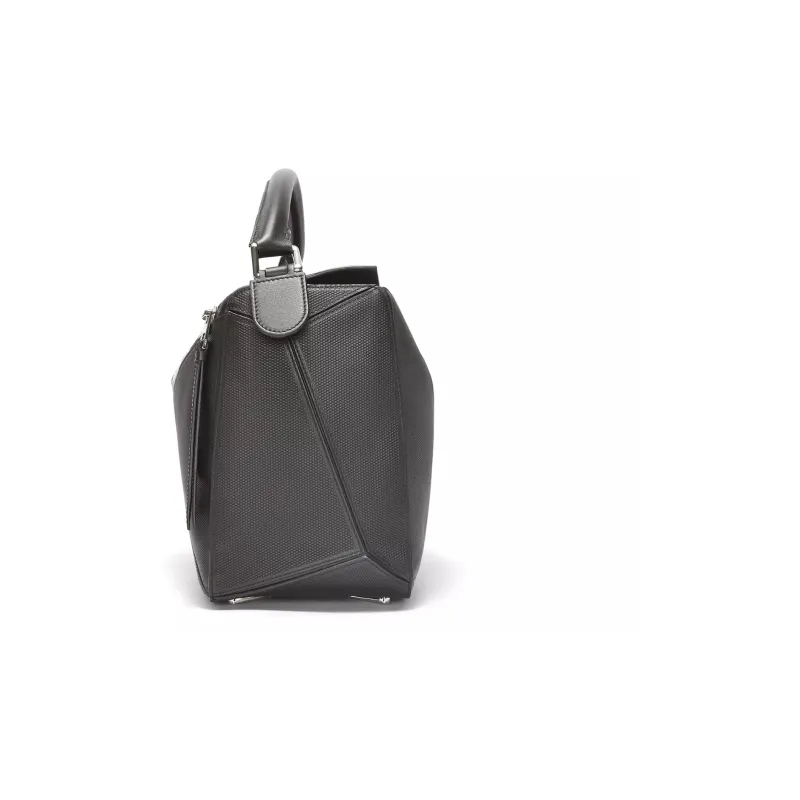 LOEWE Puzzle Textured Cow Leather Portable Crossbody Bag Shoulder Bag Large Size Men's Black-3