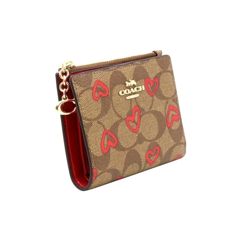 COACH Card Case Canvas Card Holders Coin Purses Wallets Small Size Women's Khaki-1