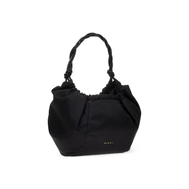 MARNI Cowhide, Nylon Shoulder Bag, Handbag, Shoulder Bag Women's Black-1
