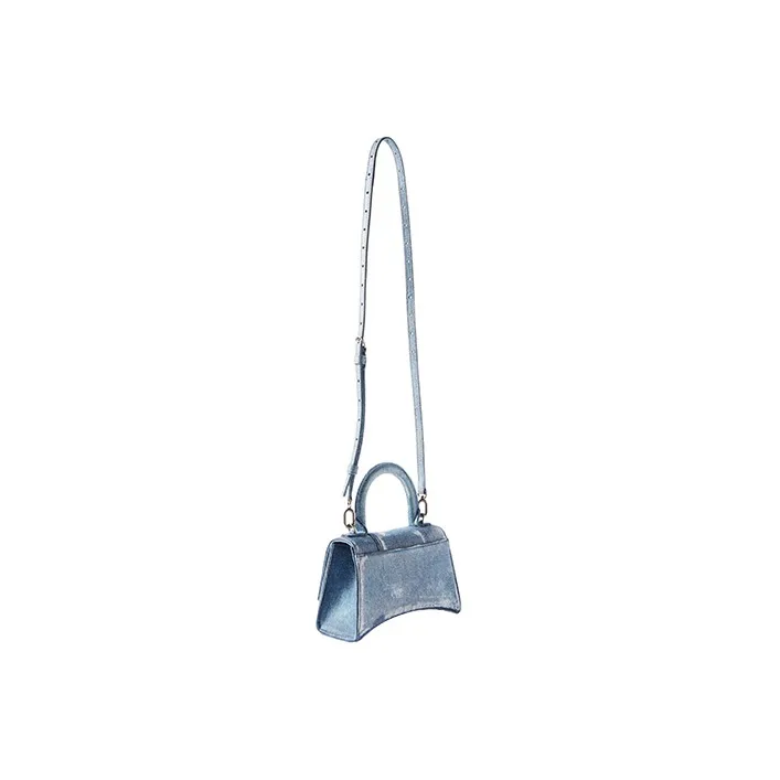 Balenciaga Hourglass Denim Handbag Extra Small Women's Denim Blue-4