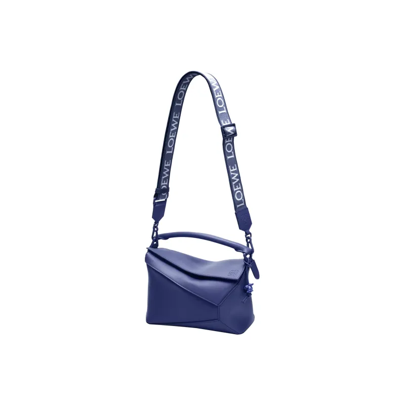 LOEWE Puzzle Edge Bag In Satin Calfskin Small Deep Purple Glaze-4