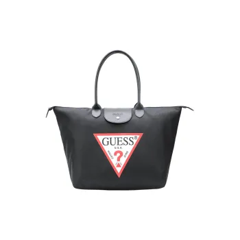 GUESS PU Large Capacity Basket Bag Portable Commute Shoulder Bag Yoga Bag Regular Unisex Black