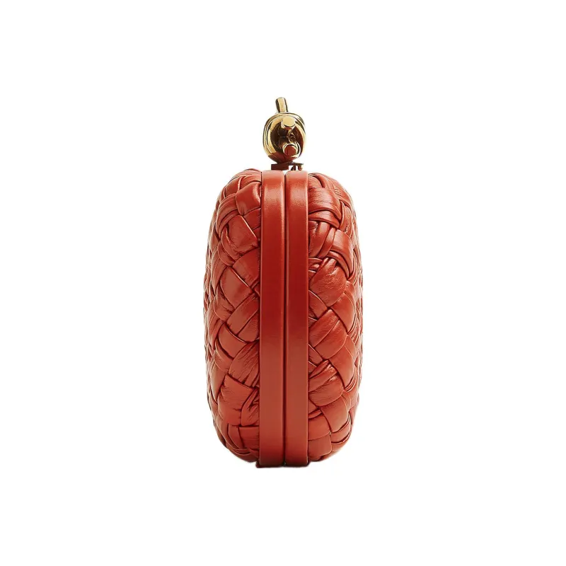 Bottega Veneta KNOT Cow Leather Evening Clutch Bag Women's Orange Red-2
