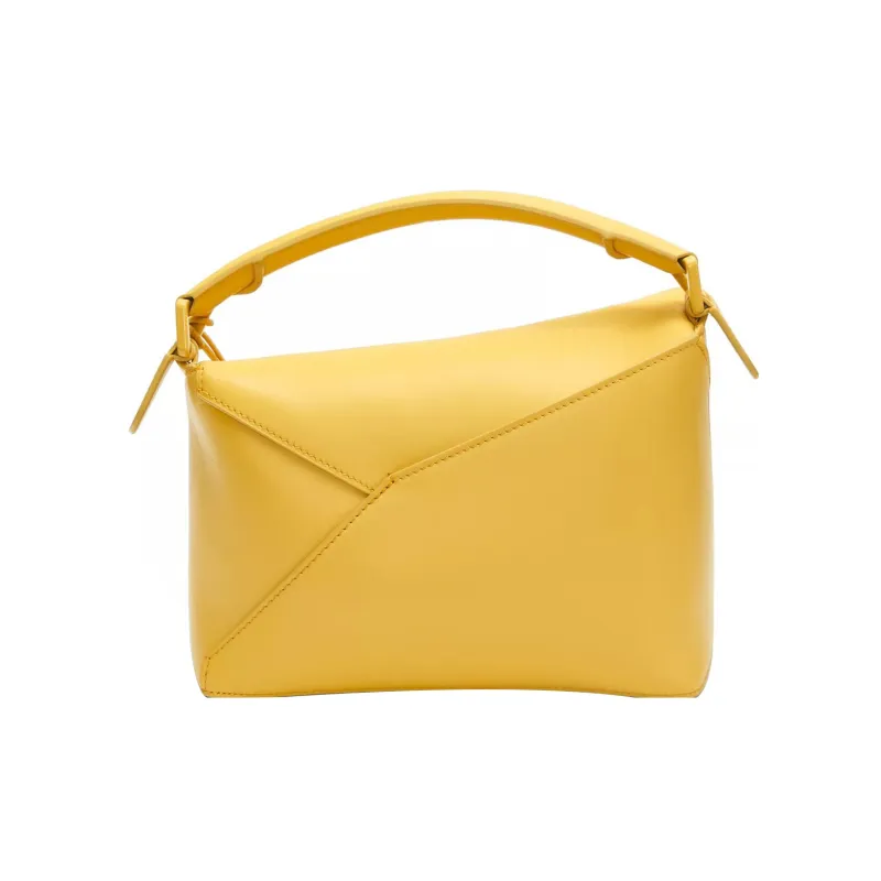 LOEWE Puzzle Edge Bag In Satin Calfskin Small Pale Yellow Glaze-3
