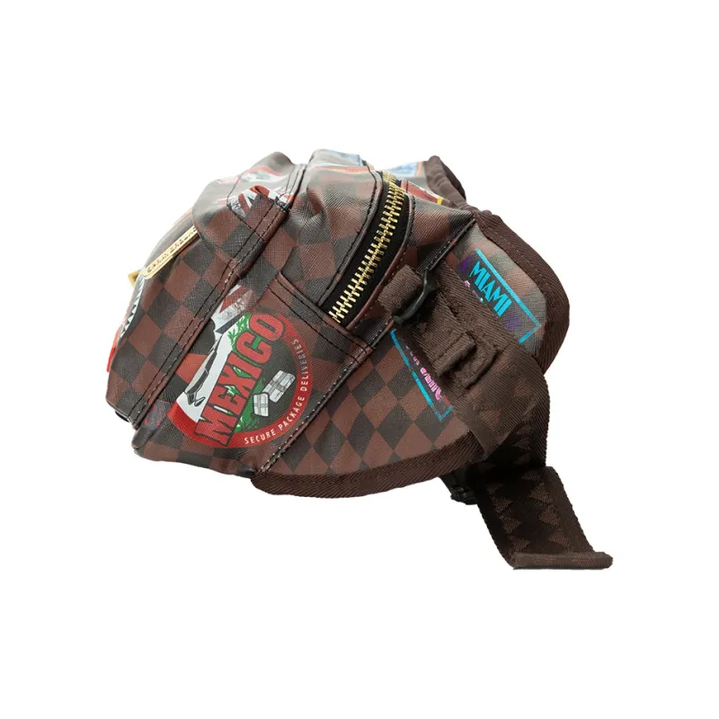 SPRAYGROUND PVC Sling Bag Crossbody Bag Fanny Pack Medium Size Unisex Brown-1