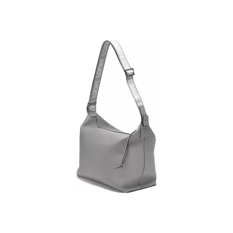 LOEWE Cubi Soft Smooth Cow Leather Jacquard Fabric Handbag Shoulder Bag Crossbody Bag Regular Men's Asphalt Gray-1