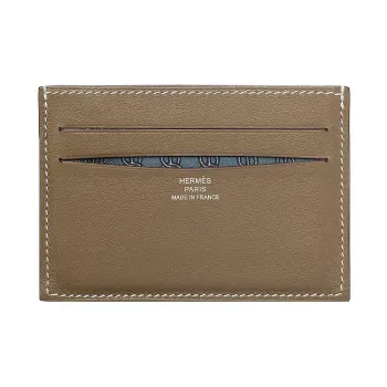 HERMES Cow Leather Card Holder Regular Men's Elephant Gray/Tarsal Blue