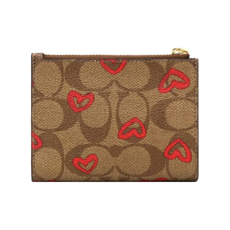 COACH Card Case Canvas Card Holders Coin Purses Wallets Small Size Women's Khaki-2