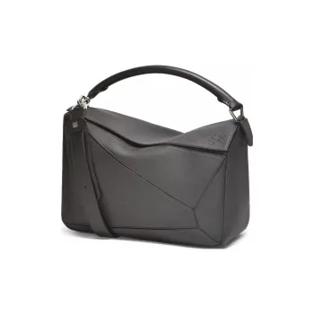 LOEWE Puzzle Textured Cow Leather Portable Crossbody Bag Shoulder Bag Large Size Men's Black