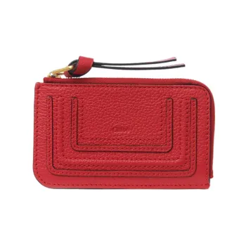 Chloe Marcie Grained Calfskin Wallet Small Size Women's Red