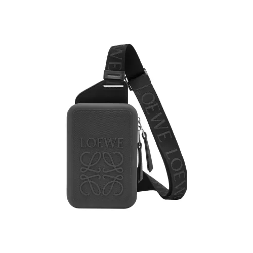 LOEWE Molded Sling In Diamond Rubber And Calfskin Black