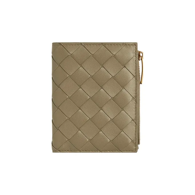 Bottega Veneta Lambskin Wallet Small Size Women's Taupe-0