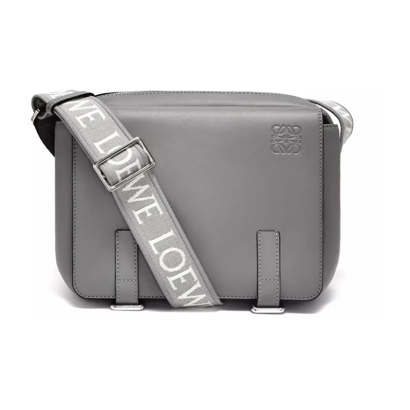 LOEWE Soft Smooth Cow Leather Messenger Bag, Crossbody Bag, Shoulder Bag Men's Asphalt Gray-0