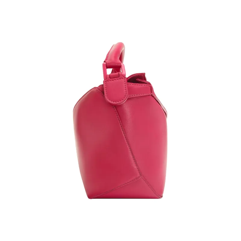 LOEWE Puzzle Edge Bag In Satin Calfskin Small Ruby Red Glaze-2