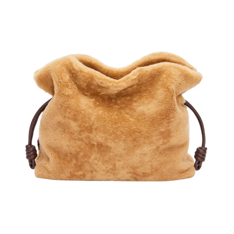 LOEWE Flamenco Shearling One Shoulder Portable Clutch Extra Large Women's Brown/Chocolate-4