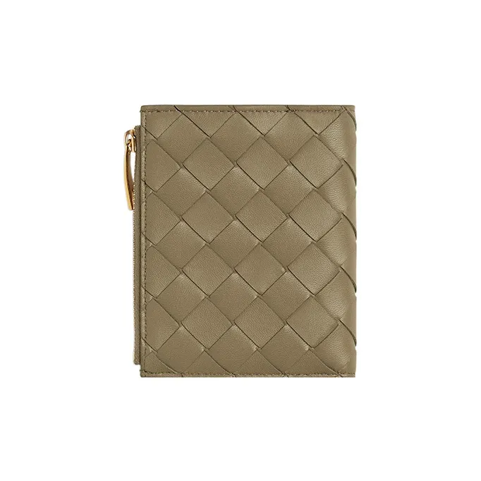 Bottega Veneta Lambskin Wallet Small Size Women's Taupe-1